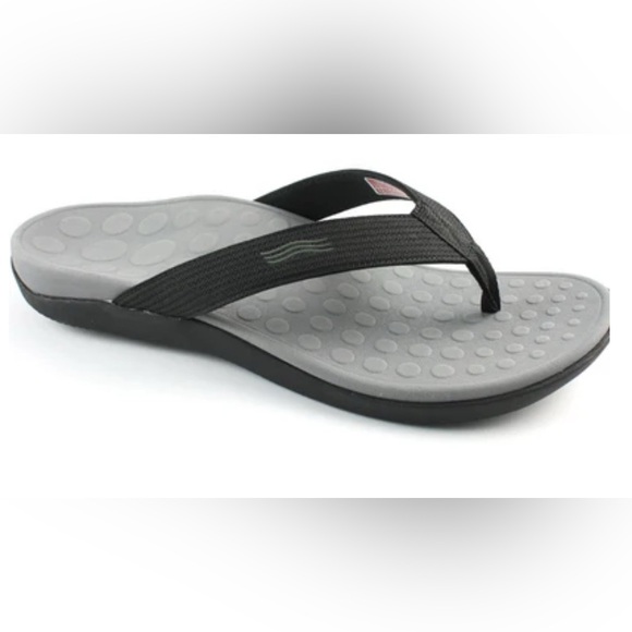 Vionics Grey & Black Wave Flip Flop - Size 13 Women/ 12 Men - Picture 1 of 5